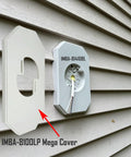 Mega Siding Plate Cover White PVC 13.5 By 7.12 Inches For Octagonal Vinyl Siding Block With Built In Electrical Box Two Pack Easy Mount Exterior Upgrade For Coach Light Or Entryway, shown on siding