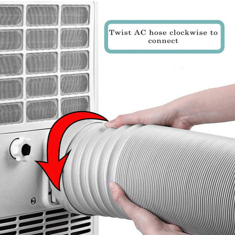 Installing Portable Air Conditioner Exhaust Hose With 5.9 Inch Diameter And 90 Inch Length, Anti Clockwise Thread on window unit