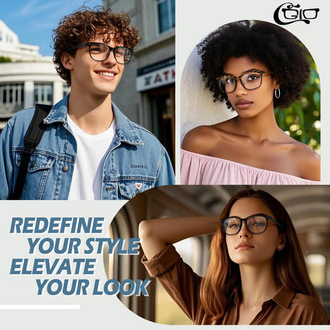 Nonprescription Fake Glasses With Clear Lenses And UV400 Protection Retro Oversized Frame Eyewear For Men And Women Unisex Style CN81 in lifestyle images
