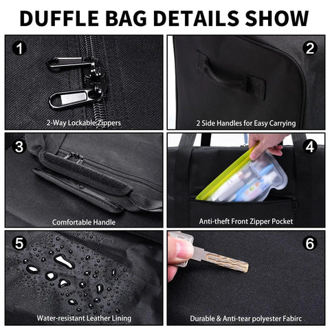 Close-up of 52 Inch Extra Large Duffle Bag For Travel And Gear 190L Water Resistant Duffle With 2 Way Lockable Zippers