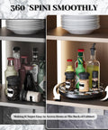 10.2 Inch Black White Checkerboard Lazy Susan Organizer With Oak Base And Iron Frame Ultra Slick Rotating Serving Tray