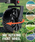 Heavy Duty Folding Wagon Cart With All Terrain Wheels For Beach And Sand Camping Garden And Grocery Trips, close-up of front wheel