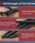 Close-up of 200 Piece Phillips Flat Head Wood Screws 4x30mm Carbon Steel Countersunk Self Tapping for Furniture Assembly