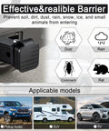 2 Inch Rubber Trailer Hitch Cover With American Flag Design Universal Black Hitch Receiver Plug Cap shown preventing debris entry