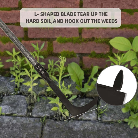 Long Handle Crack Weeder 48 Inch Stainless Steel Manual Weeding Tool For Narrow Gaps And Cracks, Weed Grabber Remover For Sidewalks And Pavers, Moss And Weeds Between Tiles, Easy Grip Weeder