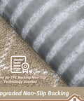 Non Slip Stair Treads For Wooden Steps 28x9In Beige Soft Polyester Carpet with TPE Non-Slip Backing Detail, 15 Pack Machine Washable