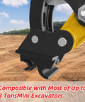 Compact Quick Hitch For Mini Excavators Mechanical Quick Change Coupler Kit Fits Up To 3 Ton Small Diggers visible on excavator arm