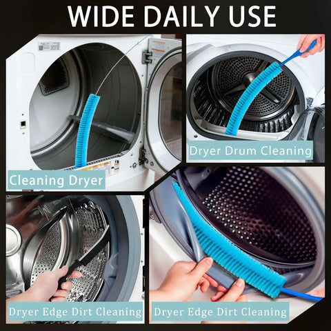 Pro Grade Dryer Vent Cleaning Kit With Five Piece Set Flexible Hose Brush in dryer drum and edge cleaning use