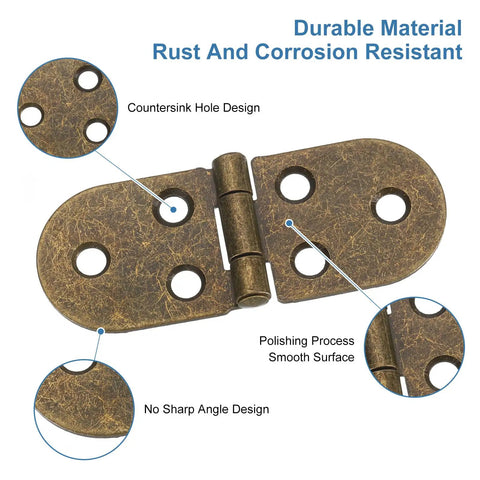 No Sweat Rock Solid Folding Table Hinges 270 Degree Rotation Set Of 4 Bronze Zinc Hardware Screws Built To Last for countersunk design and smooth polishing.