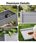 HDPE Elevated Raised Garden Bed with Legs for Outdoors 47 x 22 x 30 inches, shown with stability and easy-to-clean features in use.