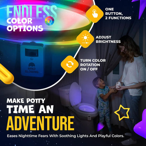Motion Sensor Toilet Night Light With Color Changing Led Dimmer For Safe Midnight Visits And Potty Training in bathroom setup