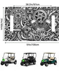 Two Seater Golf Cart Seat Covers Black And Grey Microfiber Towel Blanket Soft Breathable Absorbent Non Slip Bench Seat Protector For Golf Courses 51 By 31 Inches Machine Washable Easy Install Engine Print Vintage Auto Style