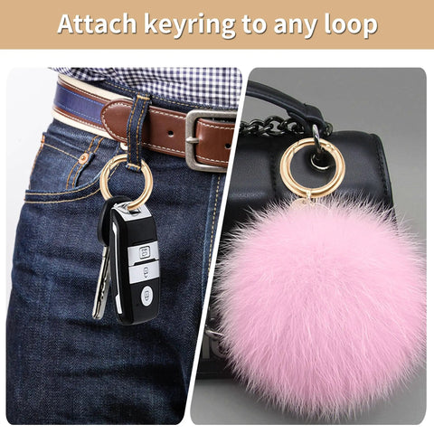 1 Inch Key Ring Clip Set, 8 Pack Round Carabiner Clips For Keys Bags Purses attached to belt and black bag