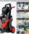 Heavy Duty Beast 4800 PSI Pressure Washer With Four Quick Connect Nozzles for cars, fences, and home cleaning, red.