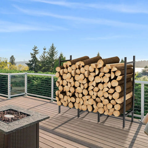 Heavy Duty Firewood Rack For Indoor And Outdoor Use Built Tough Log Holder Stand With Weather Resistant Tubular Steel Cradle
