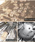 Close-up of Chrome Modern Crystal Chandelier Firework Pendant Light With Bubble Crystal Orbs featuring G9 lamp socket