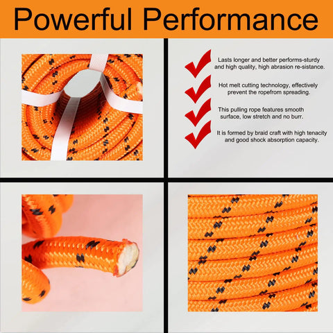 Tough As Nails Half Inch By 200 Feet Double Braid Polyester Rope For Arborist Rigging And Multipurpose Bull Rope Perfect For Farm Boat Or Ranch Use Orange, showing close-up texture and braid details.