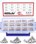 510Pcs M3 M4 M5 Stainless Steel Hex Socket Head Cap Bolts Screws Nuts Set In 304 Stainless Steel For DIY Projects Home Repairs Machinery And Automotive Use Assortment Kit in organized case with bolts and nuts visible in compartments.