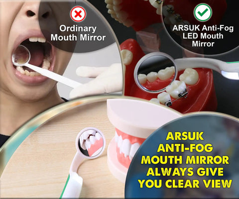 LED Lighted Dental Mirror For Easy At Home Teeth Checks With Bright Illumination Anti Fog Handheld Mouth Mirror For Inside Mouth Gums And Tongue Reusable Dentist Style Dental Mirror For Home Use 2 Pack, anti-fog comparison