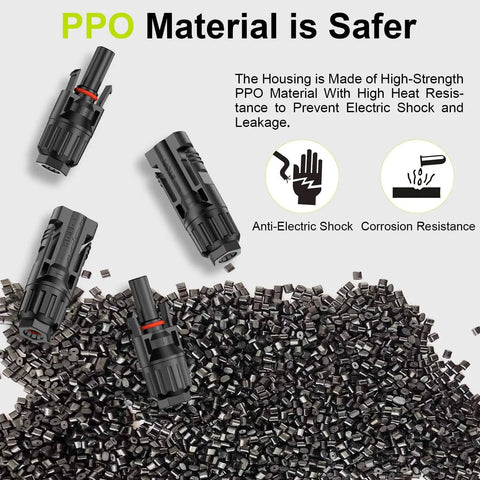 Heavy Duty 30 Pairs Solar Connector Kit With 60 Pcs Panel Cable Adapters IP68 Waterproof Dustproof 1000V 30A with PPO material