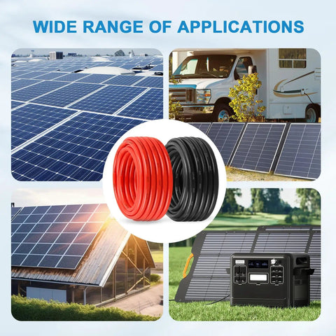 10 AWG Solar Panel Extension Cable Kit, 100 Ft Black And 100 Ft Red, Tinned Copper PV Wire for outdoor RV and solar installations