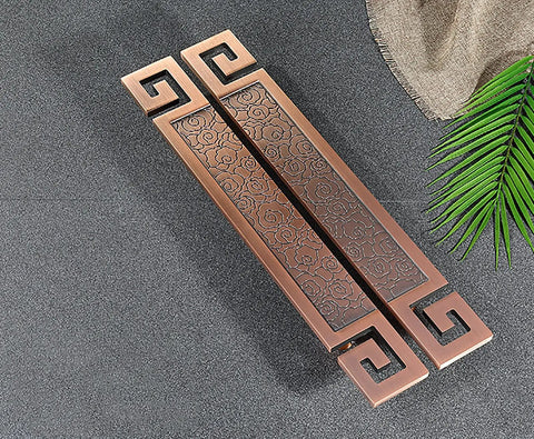Oriental Style Barn Door Pull Handle Set For Interior And Exterior Use Dope Antique Push Pull Handle With Install Fittings
