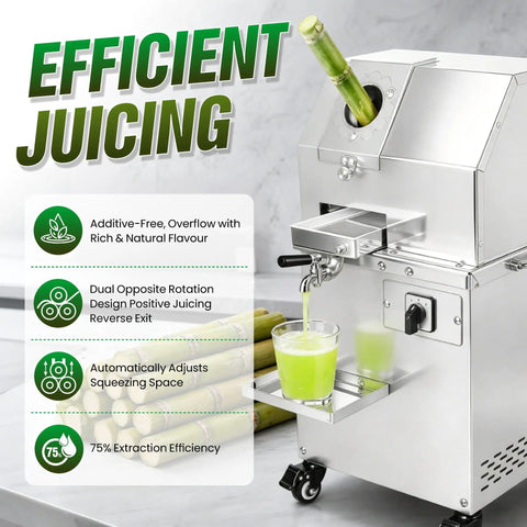 Gotta Love This Commercial Sugar Cane Juicer Machine With Stainless Steel Juice Press For Super Fast 110V Extraction, showing juice extraction.