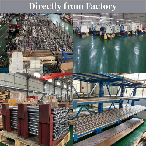 Factory scenes with CNC machines and storage of Two 4mm By 300mm Chrome Plated Linear Motion Rods For 3D Printer And CNC DIY Projects Pro Grade Case Hardened Steel Shafts With Tight H8 Tolerance And Ultra Smooth Chrome Finish For Precise Motion.