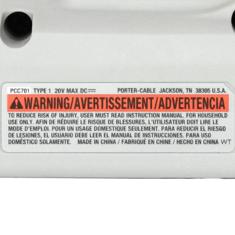 20V Max Cordless LED Work Light Featuring A Smooth Pivoting Neck And Rubberized Grip Handle warning label for safety instructions.