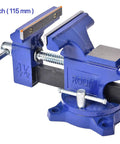 Beefy 4.5 Inch Bench Vise With 240 Degree Rotating Base, Home Shop Clamp That Locks At Any Angle, Easy Install, 4.5 Inch Jaw