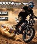 Powerful Askgo Electric Dirt Bike For Adults Teens With 2500W Peak Motor, 36 Mph Top Speed, 65 Mile Range, Dual Brake Off Road Ebike, Water Resistant Fat Tire All Terrain With NFC Unlock Technology. Rider on black fat-tire electric dirt bike in sand, 20-inch wheels
