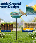 Solar Powered Bird Bath Fountain For Outdoors With Weather Resistant ABS Bowl And Ground Stake Includes 4 Detachable Support Rods