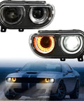 LED Headlights For Dodge Challenger 2008 2014 Full Projector Headlamps With Halo White DRL And Amber Turn Signals Plug