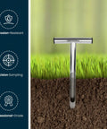 Stainless Steel Soil Sampler Probe With One Piece Solid T Style Handle 12 Inch Long Three Quarter Inch Diameter in soil
