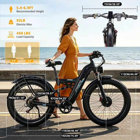 8000W Peak Dual Motor Electric Bike For Adults With Removable 52V 30Ah Battery Up To 120 Miles And 55 MPH 26x4.0 Fat Tires