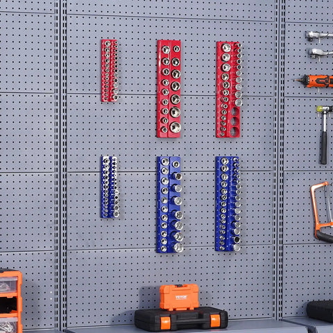 Top Tier Magnetic Socket Organizer Set Featuring Six Heavy Duty Holder Trays Compatible With 1/4 3/8 1/2 Inch Metric Sae Drives To Grip Up To 143 Standard Deep Sockets For A Smooth Shop Setup