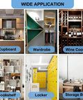 Image showing wide application of 104 Piece Nickel Plated Shelf Support Pins For Kitchen Cabinets Bookshelves And Closets in various storage setups.