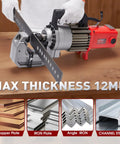 Beefy 25T Electric Hydraulic Hole Puncher With Five Dies 1700W Copper Motor Rugged Punch Tool For Metal Up To 12mm Thick Red CPM25 punching steel plate