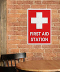 Emergency Medical Facility Sign 8x12 Aluminum Indoor Outdoor Safety Plaque Fade Resistant Wall Marker in office setting