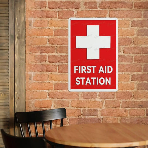 Emergency Medical Facility Sign 8x12 Aluminum Indoor Outdoor Safety Plaque Fade Resistant Wall Marker in office setting