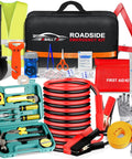 Roadside Car Emergency Kit With Jumper Cables Shovel First Aid Kit And Safety Tools All In One Auto Truck Vehicle Emergency