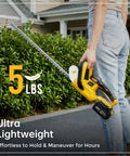 Person holding Cordless 20V Hedge Trimmer With 22 Inch Blade, 2x4.0Ah Batteries And Fast Charger, lightweight design