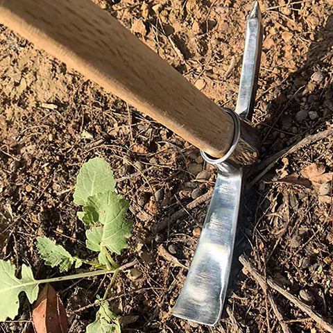 Garden Pick Axe For Digging And Weeding Mattock Hoe Tool With Stainless Steel Blade And Hardwood Handle 16 Inch Long