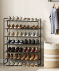 Metal Shoe Organizer 6 Tier Shoe Rack Holds Up To 30 Pairs Space Saving Garage Closet Entryway Storage Black Durable Metal Build