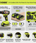 Heavy Lifting 21v Brushless Cordless Drill And Driver With Two Speed Gears Includes 20ah Lithium Battery Fast Charger And Rugged Carry Case showing drill, batteries, and storage case.