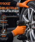 Heavy Duty 10 Mil Orange Nitrile Gloves With Raised Diamond Grip, Disposable Latex Free Work Gloves Built Tough For The Daily Grind, Extra Large Fit, 1000 Count used for automotive work.