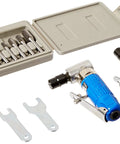 Quarter Inch 90 Degree Die Grinder Kit With Mini Die Grinder And Eight Piece Double Cut Carbide Rotary Burr Set displayed on white background