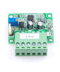 Top view of 3.3V PWM to 0-10V Converter Module for PLCs and industrial controls, showing circuit board and connection terminals.