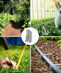 Heavy Duty 6 Inch U Shaped Landscape Staples Pack Of 50 For Weed Barrier Fabric And Landscape Fabric And Lawn Edging Galvanized Steel Ground Pins For Strong Hold In Garden And Yard installed in garden.