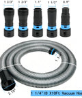 Mitansle Ribbed TPE Dust Collection Hose Adapter Kit Includes One Foot Smooth Bore Hose For Shop Vac Systems, with 10ft ribbed hose and adjustable connectors.